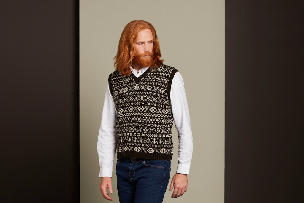 v neck fair isle sweater